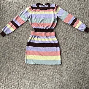 crop mini multi stripe cotton set
